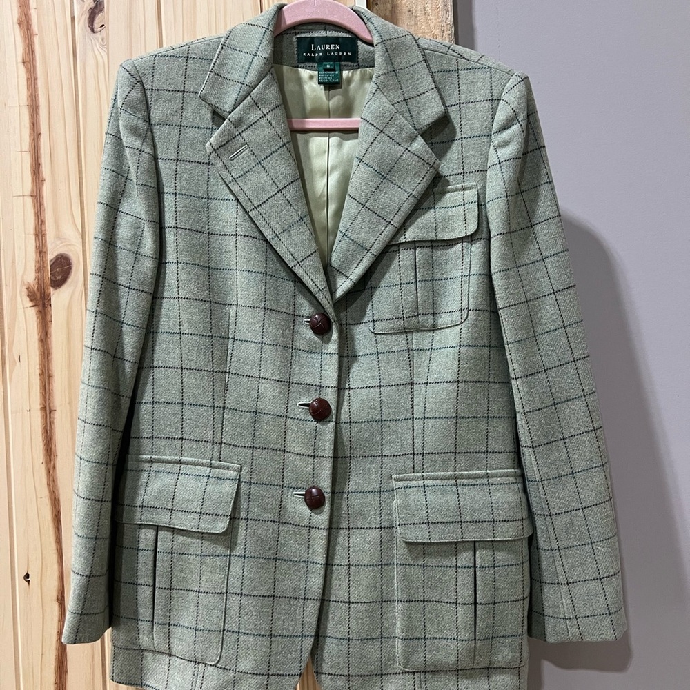 Ralph Lauren Women's Olive Plaid Blazer
